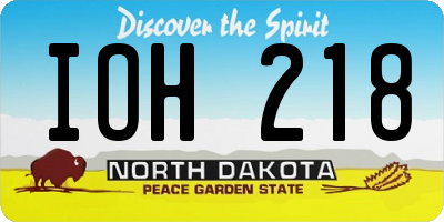 ND license plate IOH218
