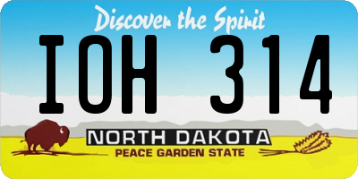 ND license plate IOH314