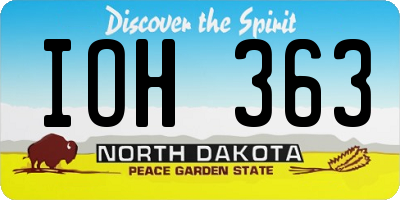 ND license plate IOH363