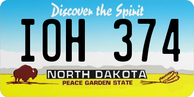 ND license plate IOH374