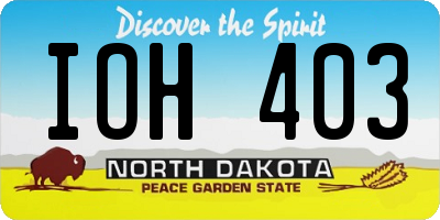 ND license plate IOH403
