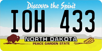 ND license plate IOH433
