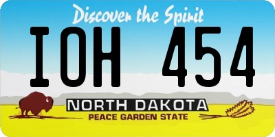 ND license plate IOH454