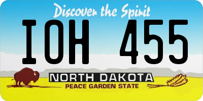 ND license plate IOH455
