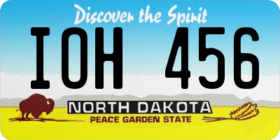 ND license plate IOH456