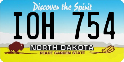 ND license plate IOH754