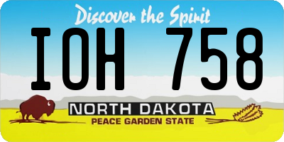 ND license plate IOH758