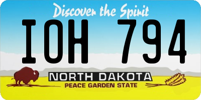ND license plate IOH794