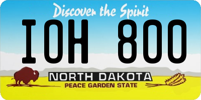 ND license plate IOH800