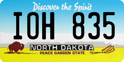 ND license plate IOH835