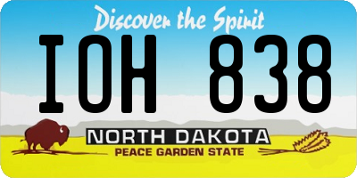 ND license plate IOH838