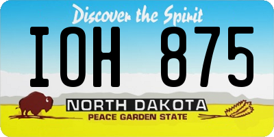 ND license plate IOH875