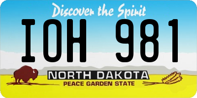 ND license plate IOH981