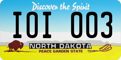 ND license plate IOI003