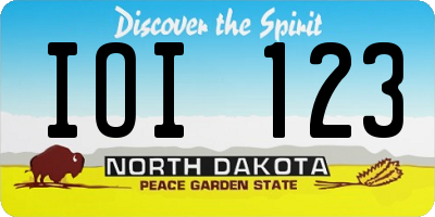 ND license plate IOI123