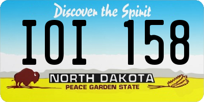 ND license plate IOI158