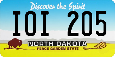 ND license plate IOI205