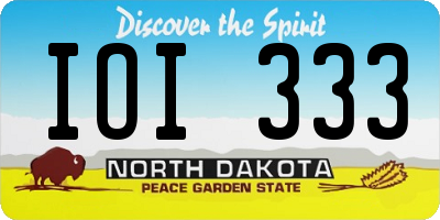 ND license plate IOI333
