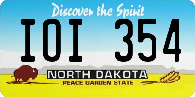 ND license plate IOI354