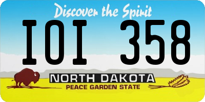 ND license plate IOI358
