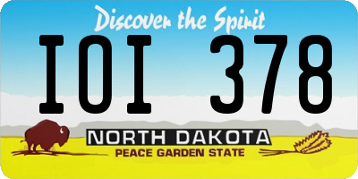 ND license plate IOI378