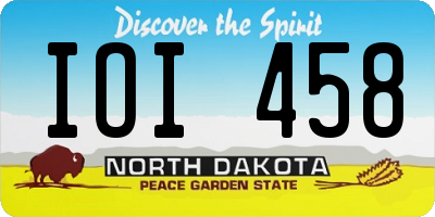 ND license plate IOI458