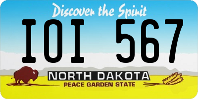 ND license plate IOI567
