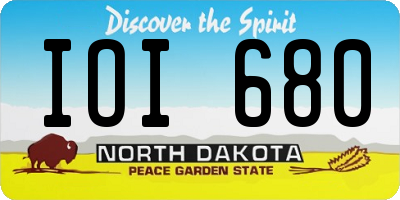 ND license plate IOI680