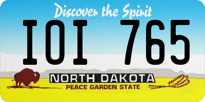 ND license plate IOI765