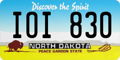 ND license plate IOI830