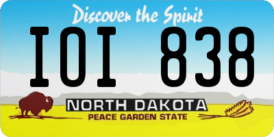 ND license plate IOI838