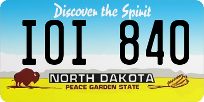 ND license plate IOI840