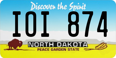 ND license plate IOI874