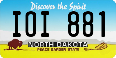 ND license plate IOI881