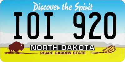 ND license plate IOI920