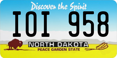 ND license plate IOI958