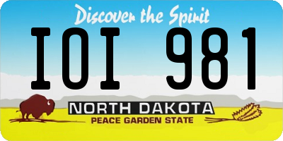 ND license plate IOI981