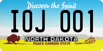 ND license plate IOJ001