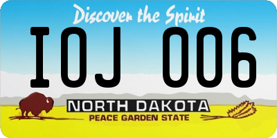 ND license plate IOJ006