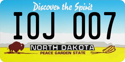 ND license plate IOJ007