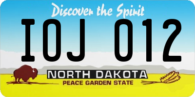 ND license plate IOJ012