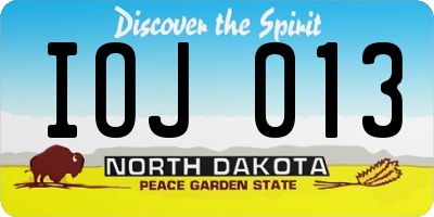 ND license plate IOJ013