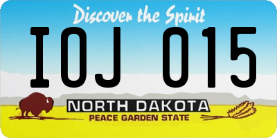 ND license plate IOJ015