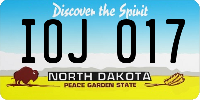 ND license plate IOJ017