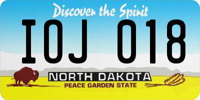 ND license plate IOJ018