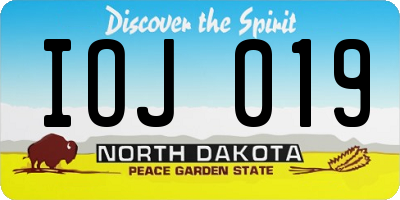 ND license plate IOJ019