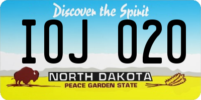 ND license plate IOJ020