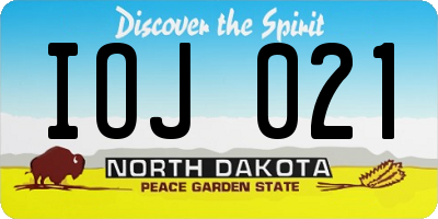 ND license plate IOJ021