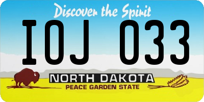 ND license plate IOJ033