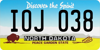 ND license plate IOJ038